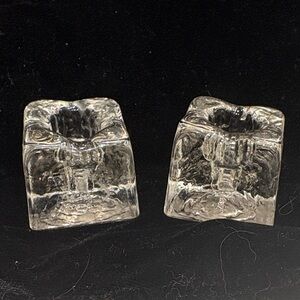 Vintage Wheaton Nuline NJ Glass Candle Holders (2)